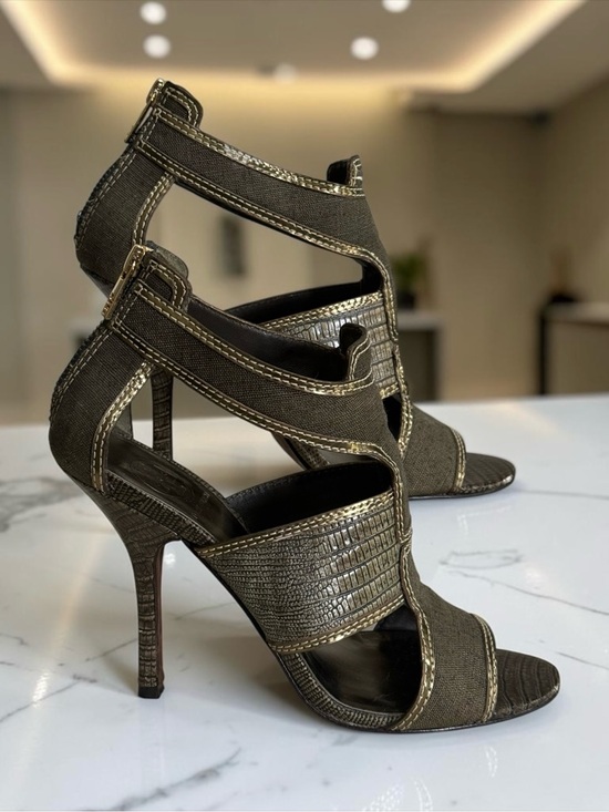 Tory Burch Shoes - Tory Burch Geoff Caged High Heel Olive Gold Gladiator Sandals! Size 8